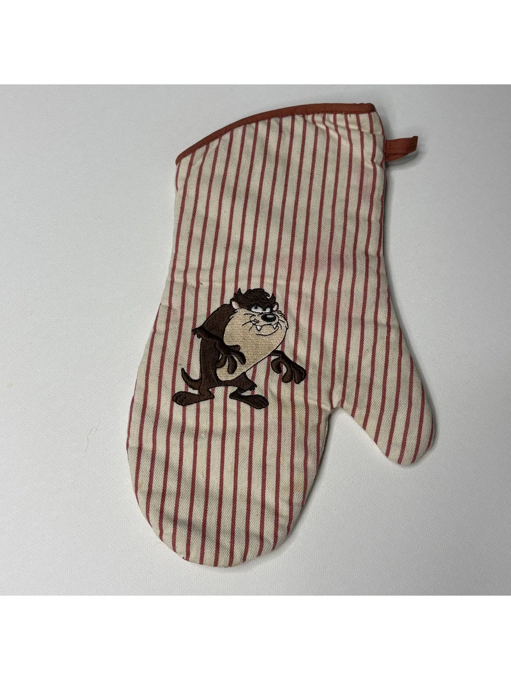 Vintage 1994 Looney Tunes Taz Striped Cotton Oven Mitt Potholder